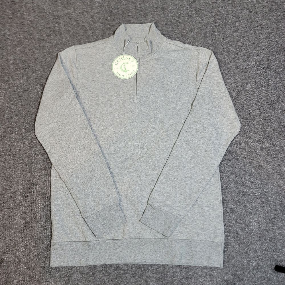 Criquet Mens Golf Casual Pullover Size S Gray Quarter Zip Long Sleeve Fleece New